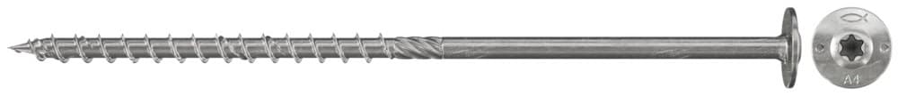 Шуруп конструкционный Fischer FPF-WT 6,0x120 A2P 100 с тарельчатой головкой и шлицем TX, нержавеющая сталь A2