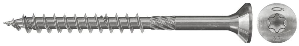Шуруп с потайной головкой, Fischer FPF-ST A2P 3,5х35 мм, неполная резьба, шлиц TX, нержавеющая сталь А2
