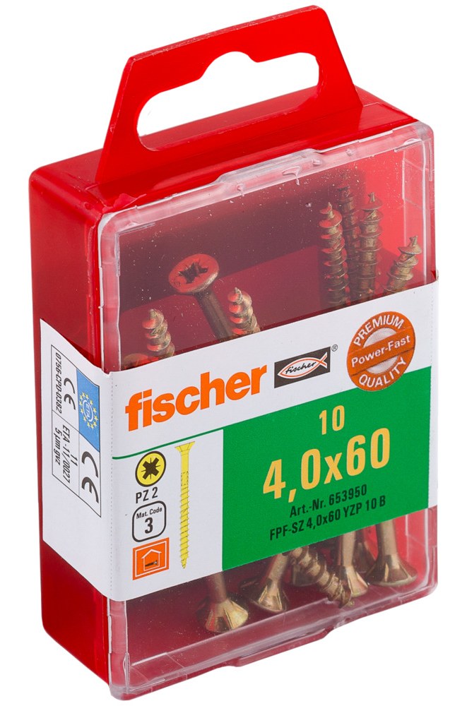 Саморез универсальный Fischer FPF-SZ YZP c потайной головой и неполной резьбой