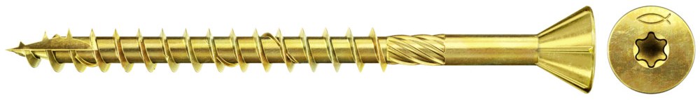 Шуруп Fischer FDF-ST YZP 3,5х50 мм, для панелей MDF, шлиц ТХ, жц. сталь