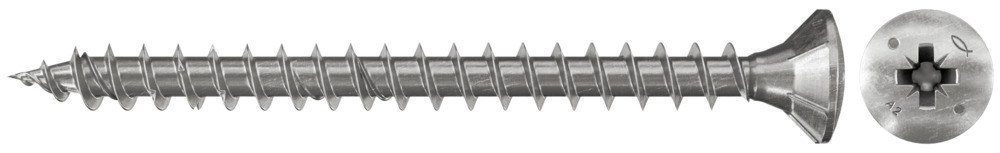 Шуруп с полупотайной головкой, Fischer FPF-LZ A2F 3,5х16 мм, полная резьба, крестовой шлиц, нержавеющая сталь А2