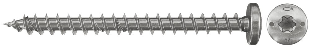 Шуруп с полусферической головкой, Fischer FPF-PT A2F 3,0х16 мм, полная резьба, шлиц TX, нержавеющая сталь А2