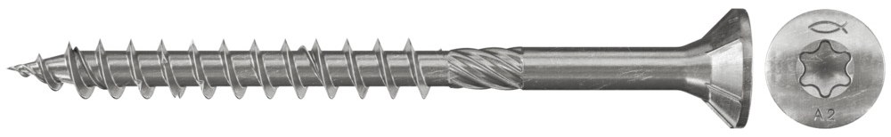 Шуруп с потайной головкой, Fischer FPF-ST A2P 3,5х35 мм, неполная резьба, шлиц TX, нержавеющая сталь А2