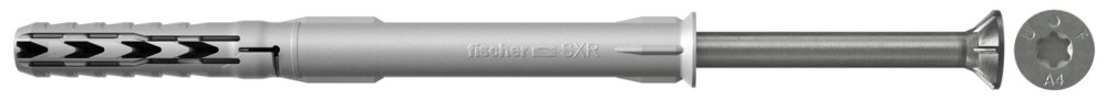 Фасадный дюбель с шурупом Fischer SXR-T 10х120 с шурупом из нержавеющей стали А4 с потайной головкой