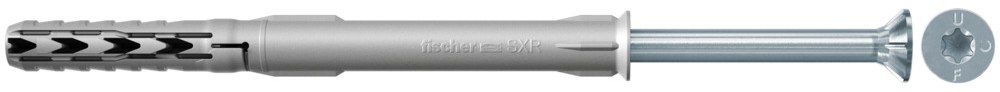 Фасадный дюбель с шурупом Fischer SXR-T 10х100 с гальванически оцинкованным шурупом с потайной головкой