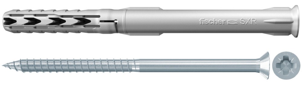 Фасадный дюбель Fischer SXR-Z 6х60 гальванически оцинкованным шурупом с потайной головкой