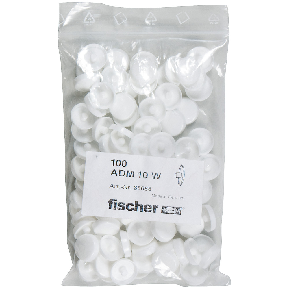 Декоративный белый колпачок Fischer ADM 10 W 16, нейлон 088688